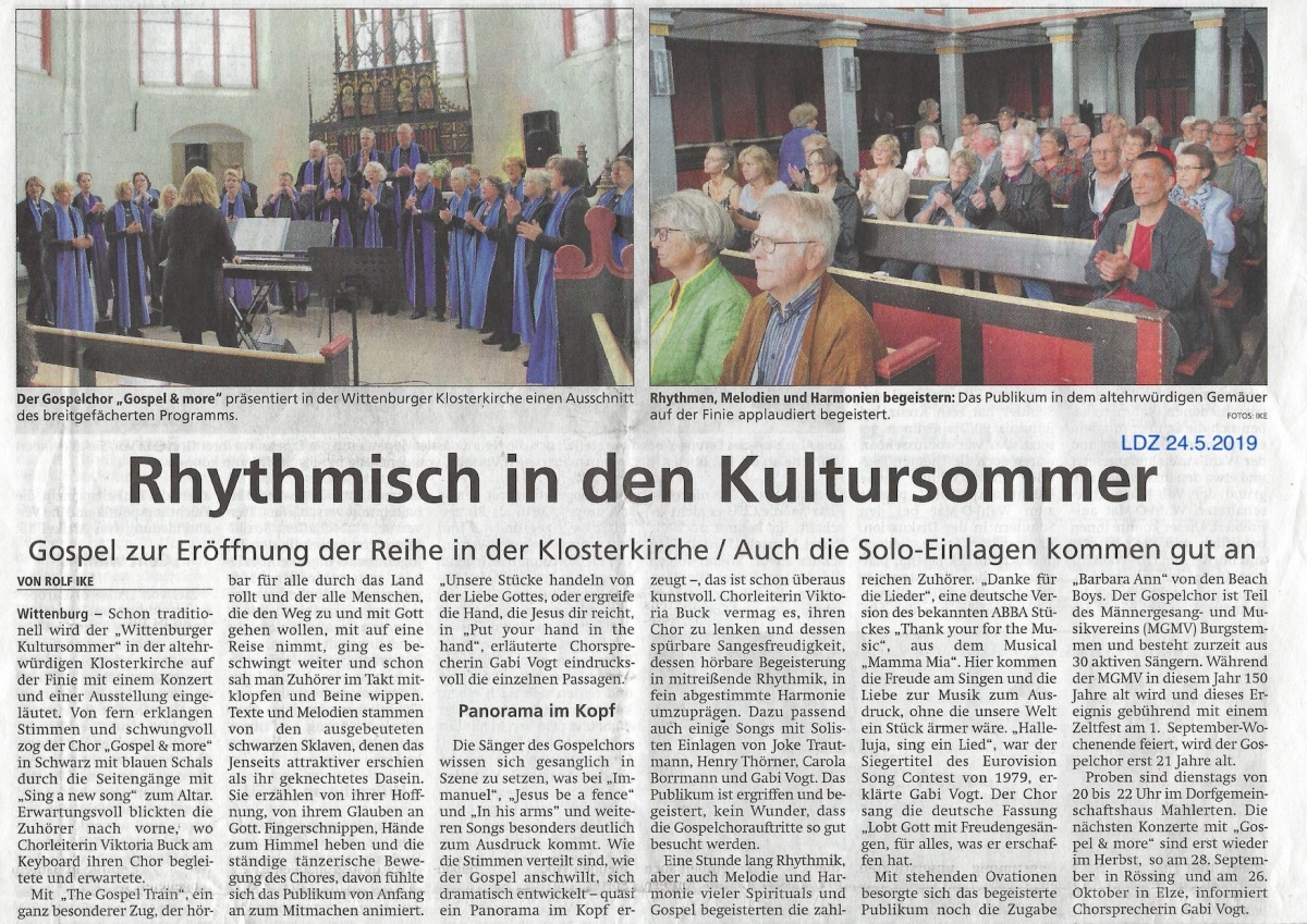 Gospel-Konzert in der Kirche von Wittenburg 