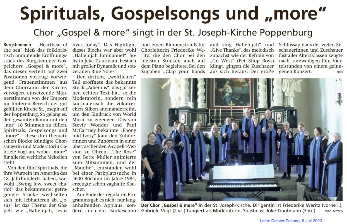 Chorkonzert in der Kirche Poppenburg